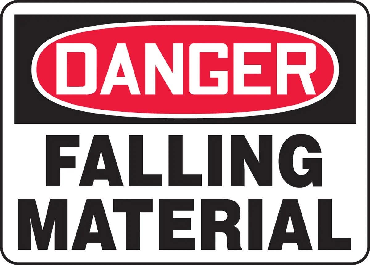 AccuformNMC MCRT OSHA Danger Safety Sign, Falling Material