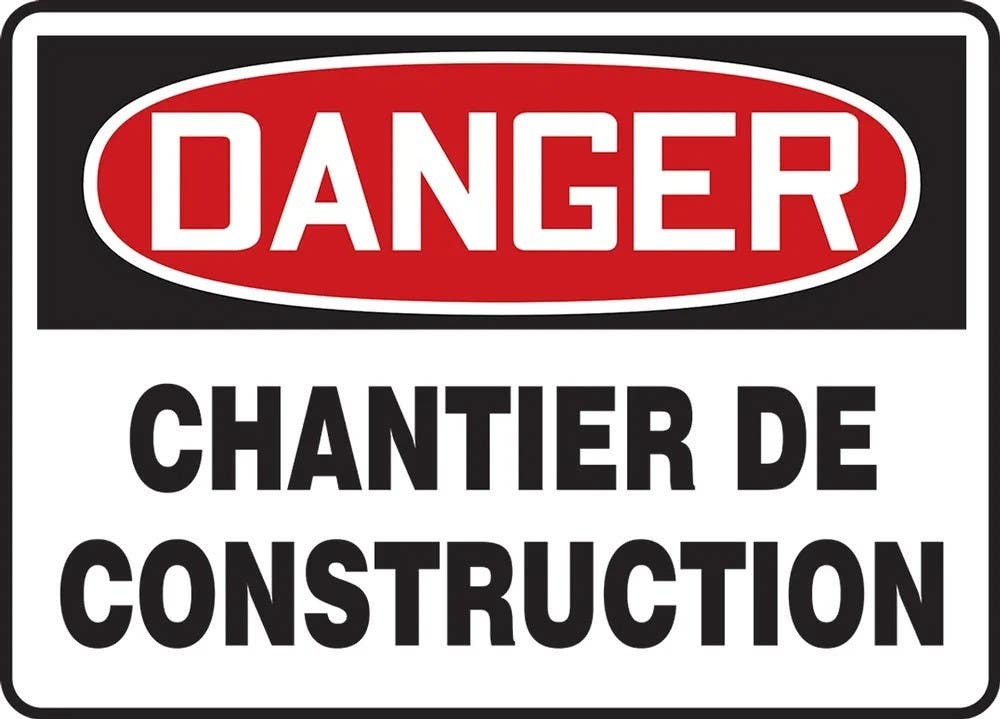 AccuformNMC MCRT OSHA Danger Safety Sign, Construction Area