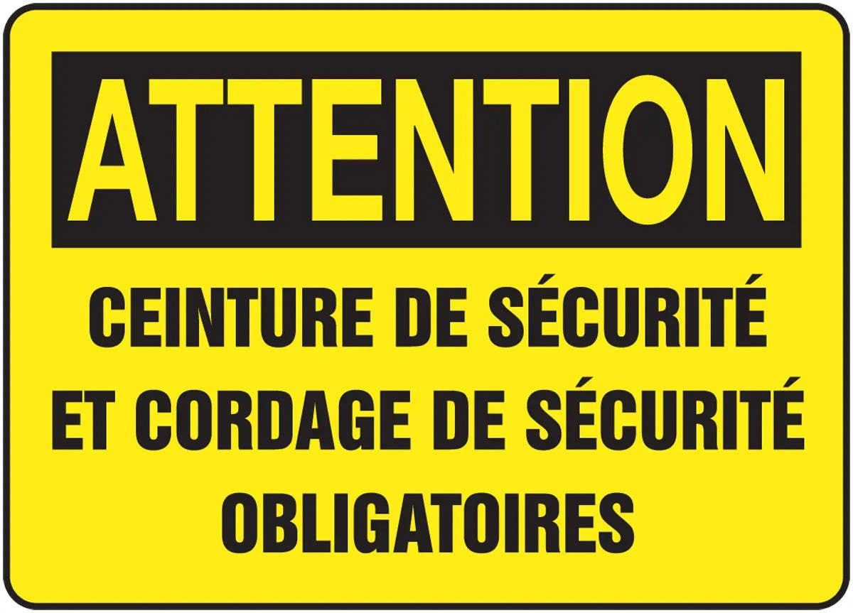 AccuformNMC FRMFPR Bilingual French Sign, Fall Protection
