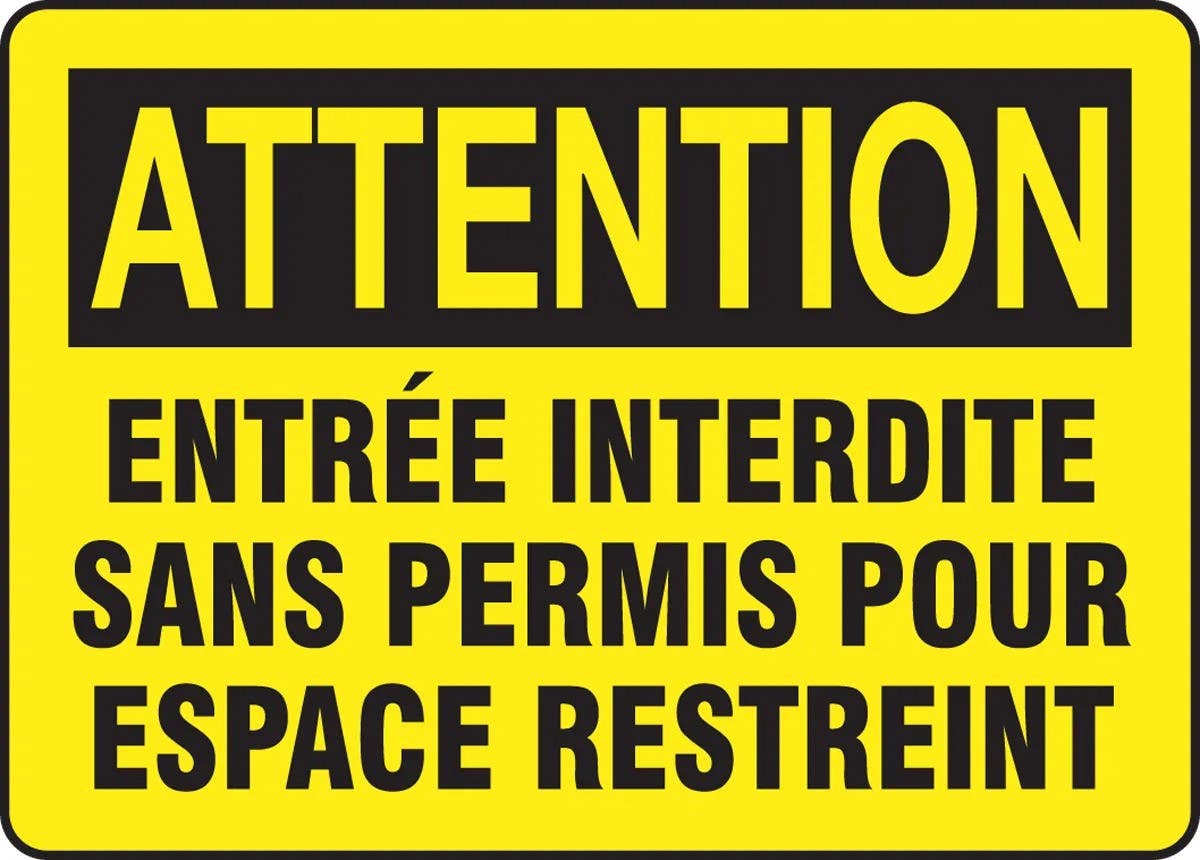AccuformNMC FRMCSP Bilingual French Sign, Confined Space