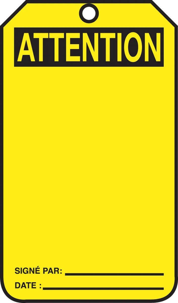 AccuformNMC FRMDT623 French Safety Tags, Attention