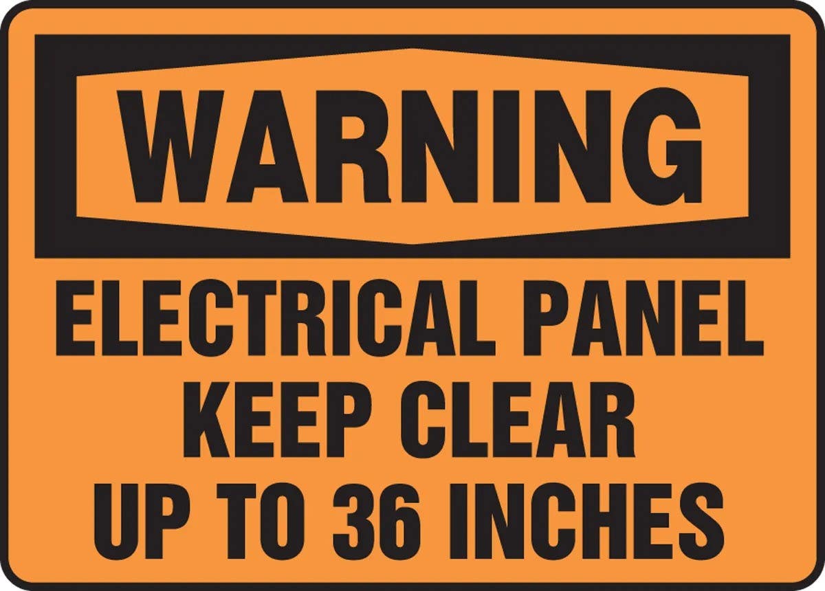 AccuformNMC MELC OSHA Warning Safety Sign, Electrical Panel, Keep Clear Up To 36 Inches