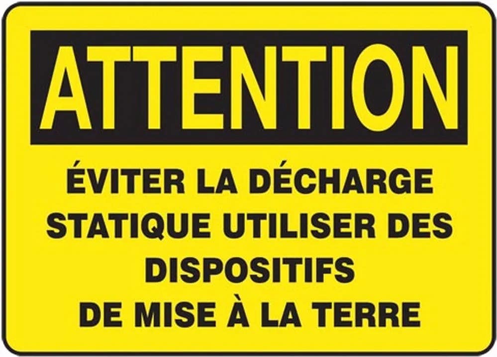 AccuformNMC FRMELC Bilingual French Sign, Attention, Eviter La Decharge Statique Utiliser Des…
