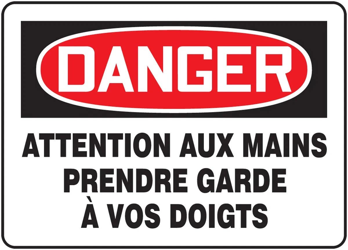 AccuformNMC FRMEQM Bilingual French Sign, Equipment Hazard
