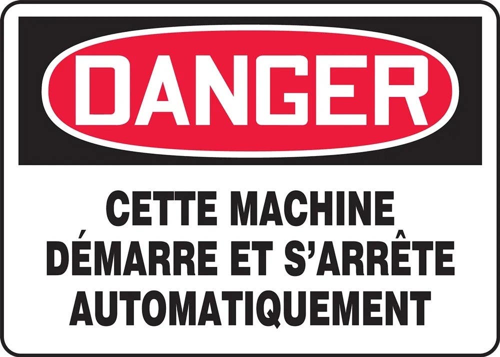 AccuformNMC MEQM OSHA Danger Safety Sign, This Machine Starts And Stops Automatically