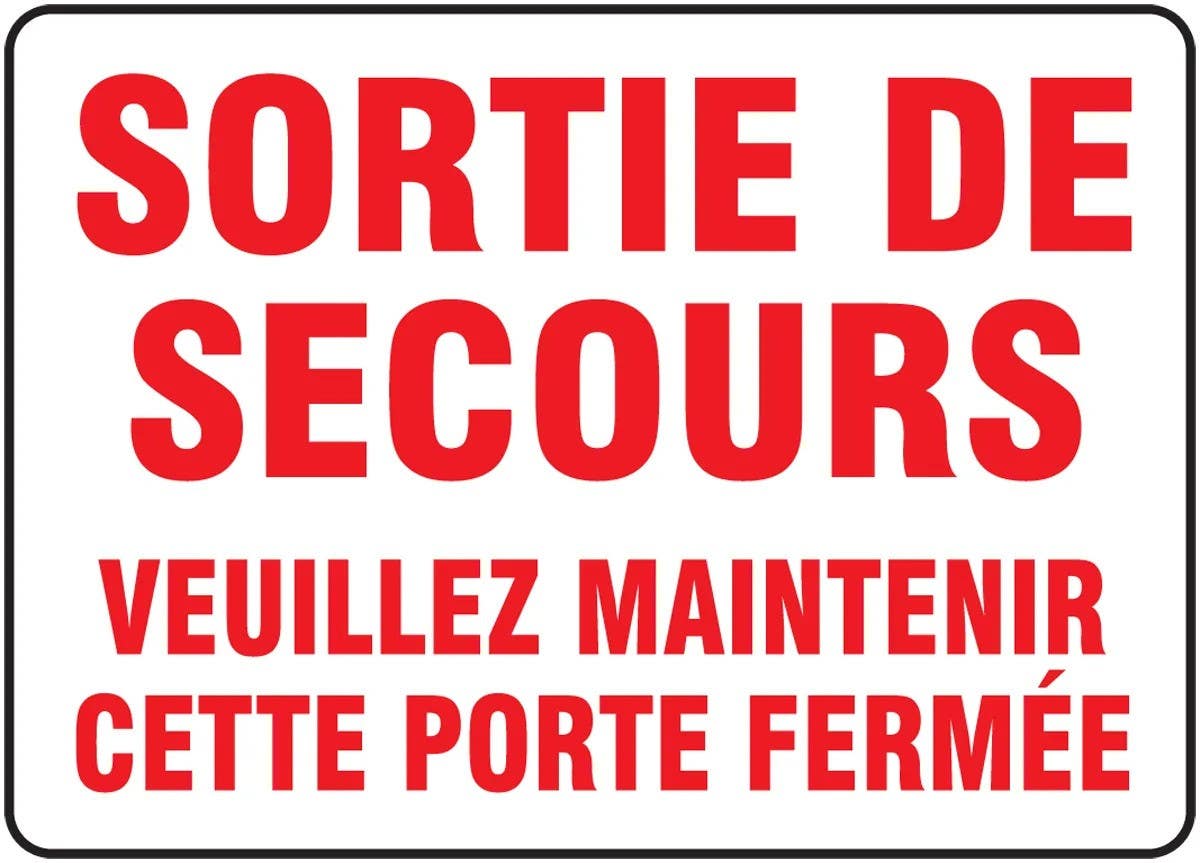 AccuformNMC FRMEXG Bilingual French Sign, Sortie De Secours…