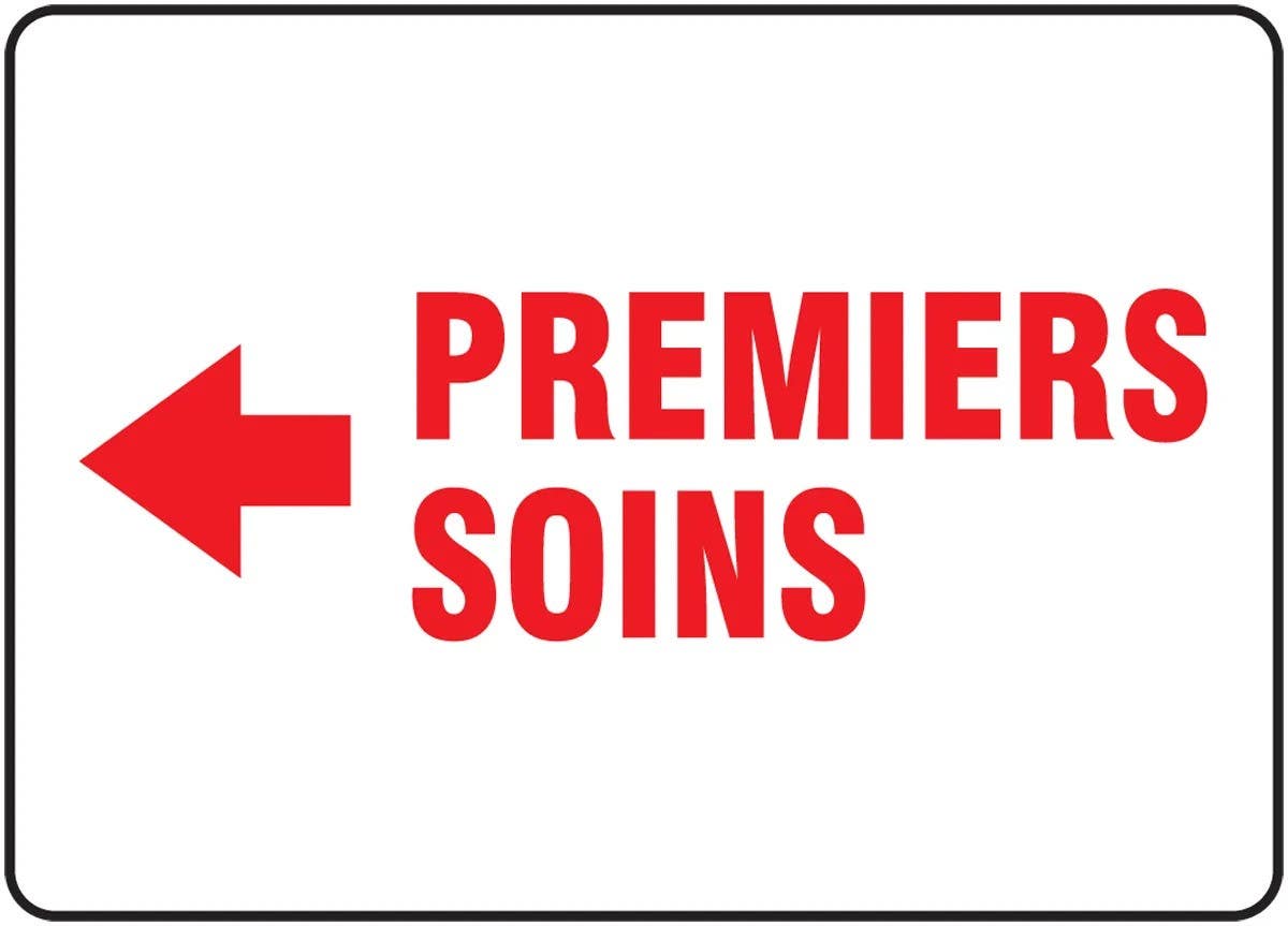 AccuformNMC FRMFSR Bilingual French Sign, Premiers Soins