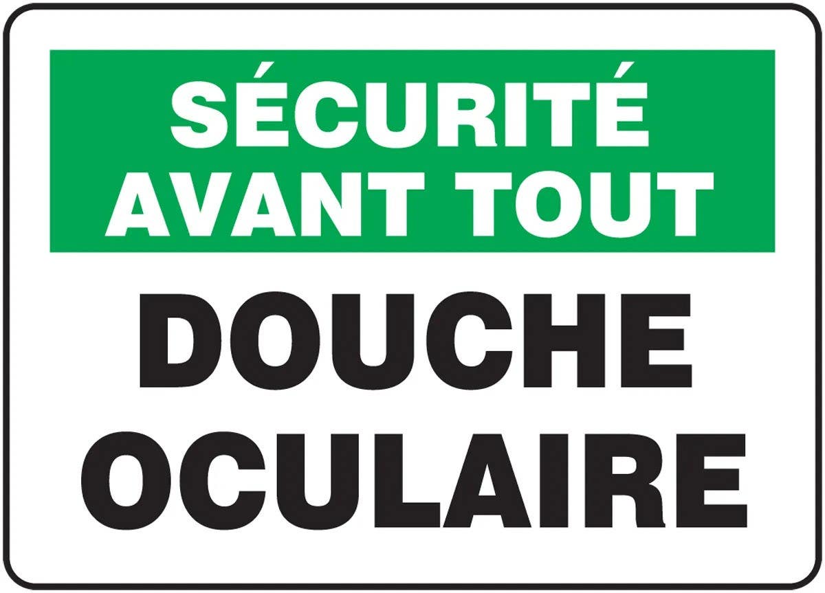AccuformNMC FRMFSR French OSHA Safety First Safety Sign, Douche Oculaire