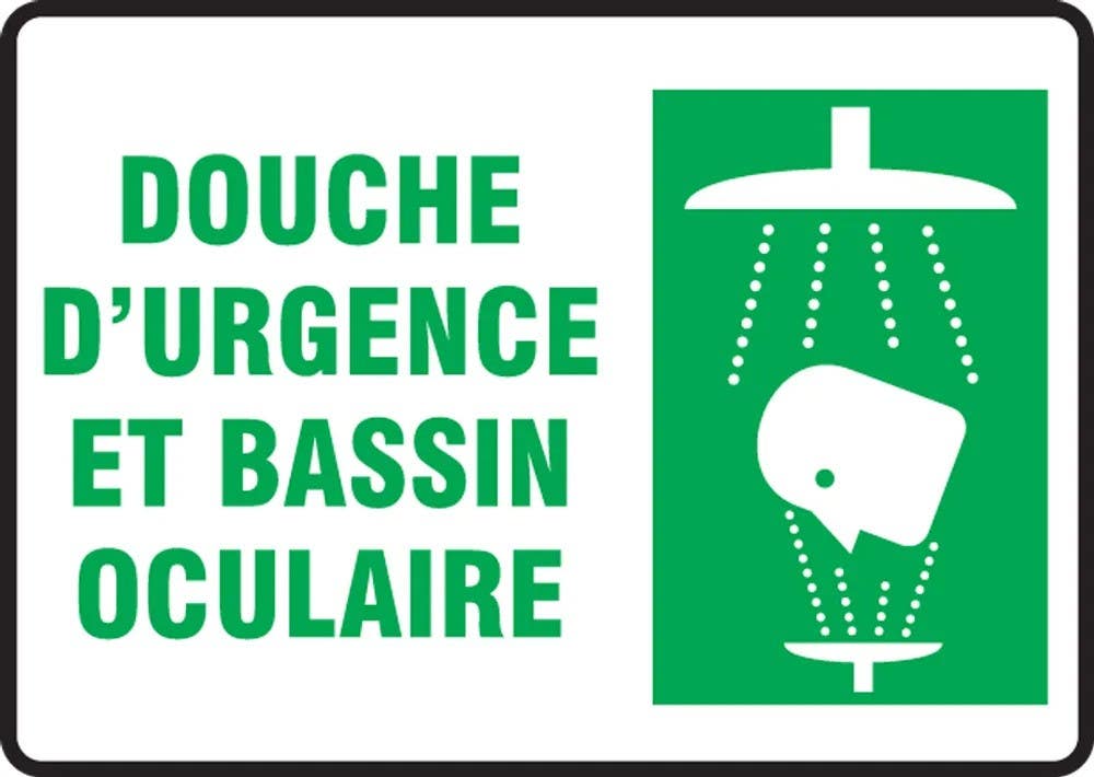 AccuformNMC FRMFSR517 Bilingual French Sign, Douche D'urgence Et Bassin Oculaire, 7" H x 10" W