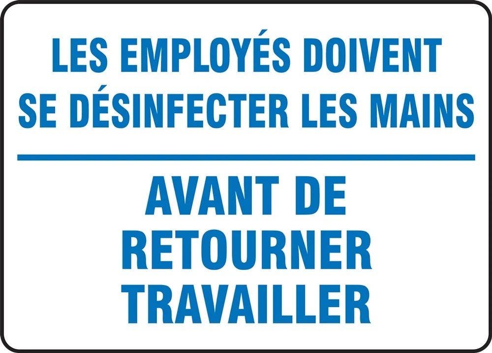 AccuformNMC MFSY Safety Sign, Employees Must Sanitize Hands Before Returning To Work