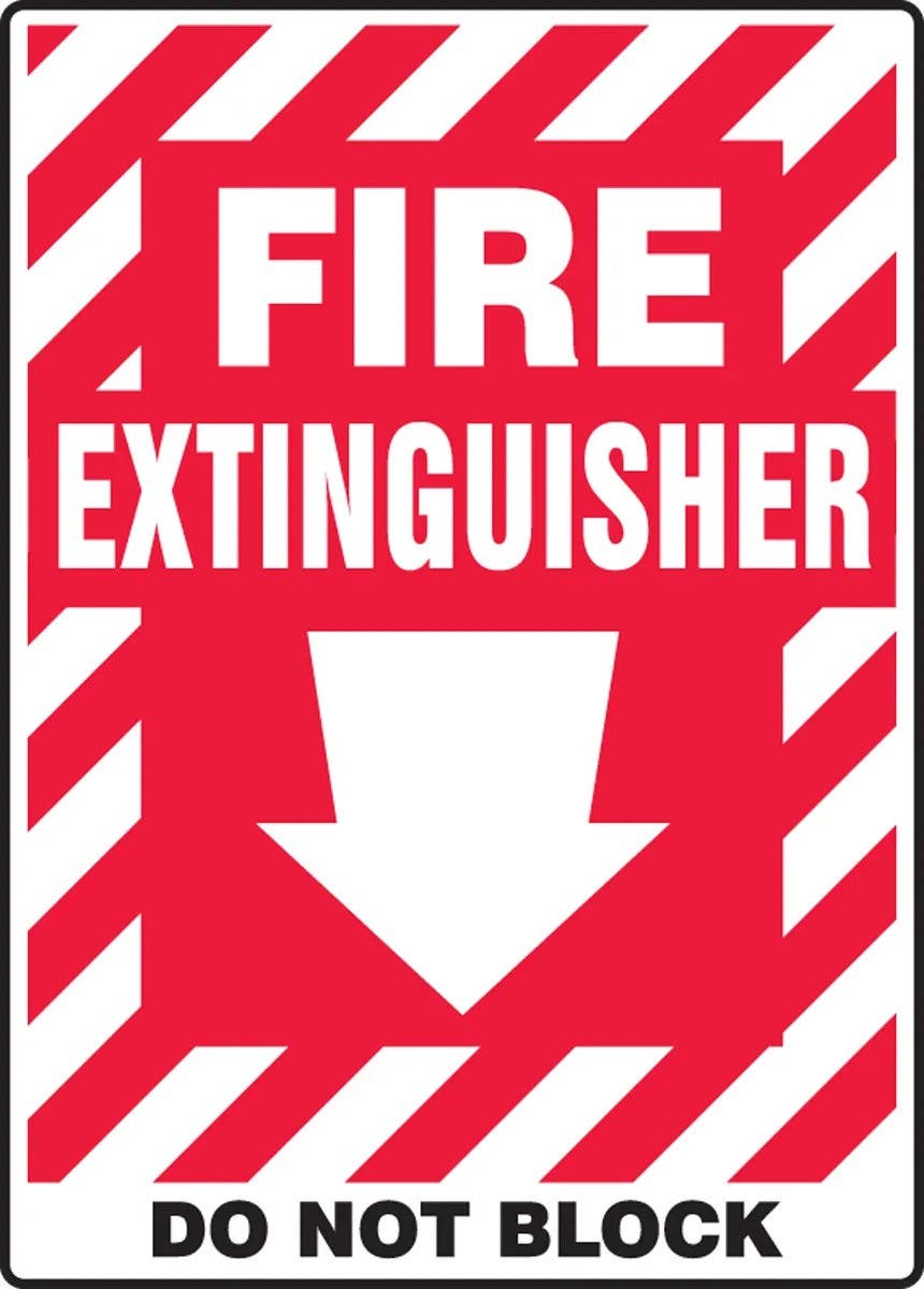 AccuformNMC MFXG Safety Sign, Fire Extinguisher, Do Not Block (Arrow)