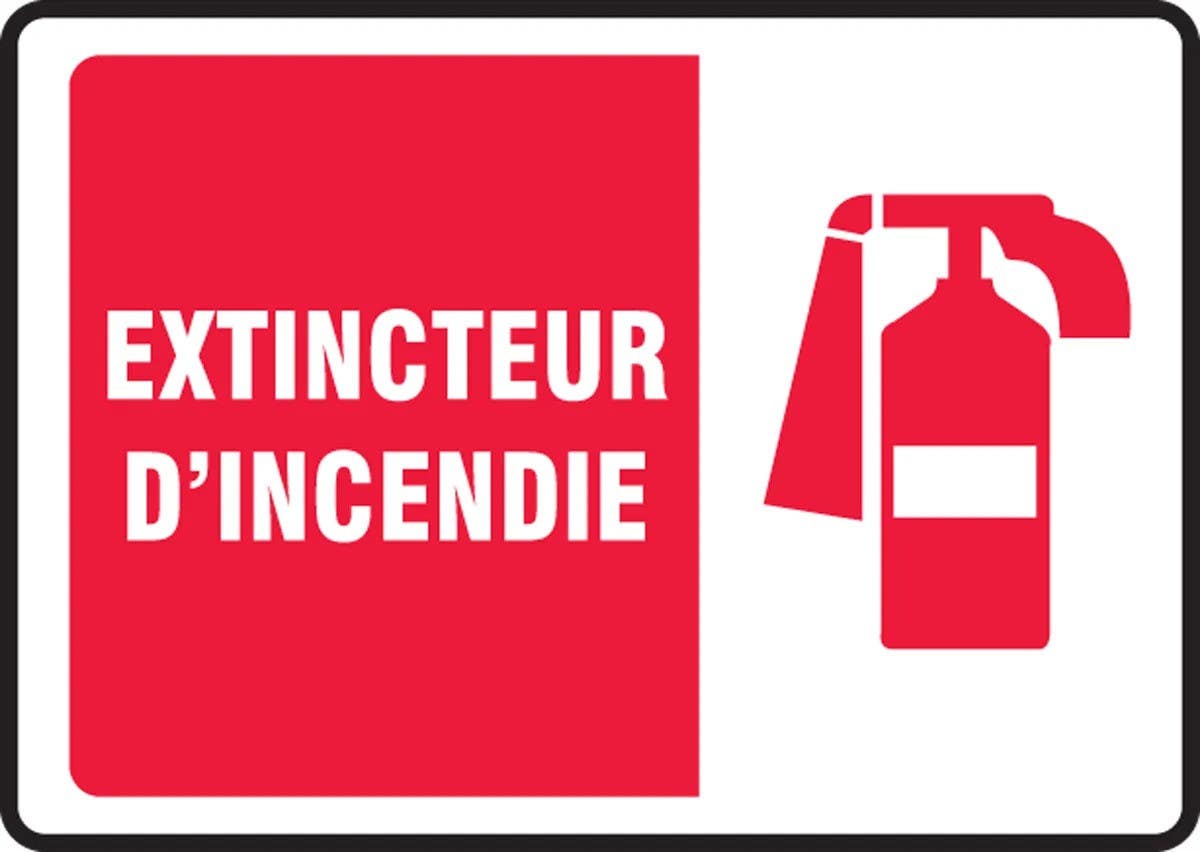 AccuformNMC FRMFXG French Safety Sign, Extincteur D'Incendie, 7" H x 10" W