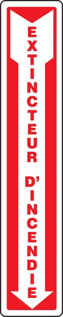 AccuformNMC FRMFXG French Fire Safety Sign, Extincteur D'Incendie, (Down Arrow)