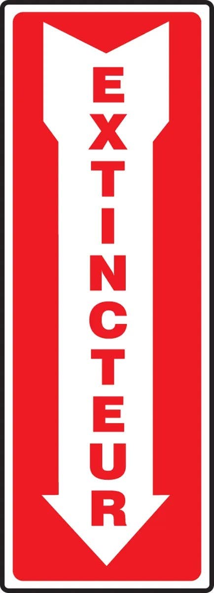 AccuformNMC FRMFXG556J French Sign, Extincteur, 14" H x 5" W