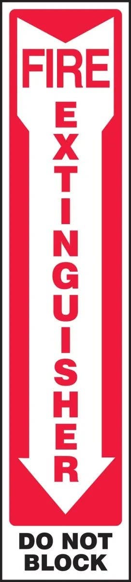 AccuformNMC MFXG580 Safety Sign, Fire Extinguisher, Do Not Block, (Down Arrow), 18" H x 4" W