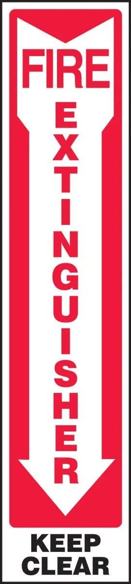 AccuformNMC MFXG584 Safety Sign, Fire Extinguisher, Keep Clear, (Down Arrow), 18" H x 4" W