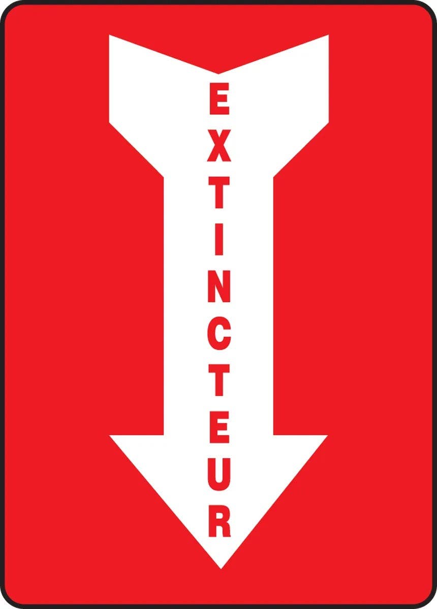 AccuformNMC FRMFXG Bilingual French Sign, Extincteur, (Down Arrow)