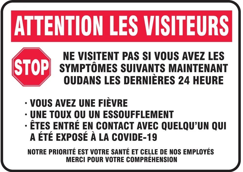 AccuformNMC MGNG Safety Sign, Attention Visitors, Do Not Visit If You Have The Following Symptoms...