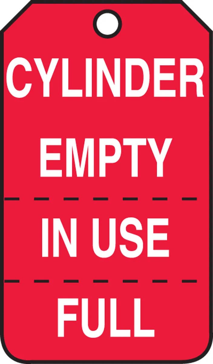 AccuformNMC MGT206 Cylinder Status Safety Tag, Cylinder Empty, In Use, Full, 5/Pk