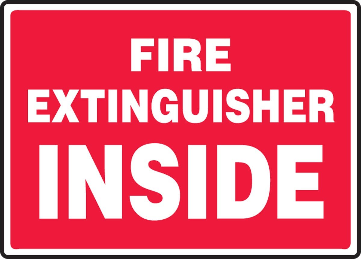 AccuformNMC MLFX504 Safety Sign, Fire Extinguisher Inside (Red Background)