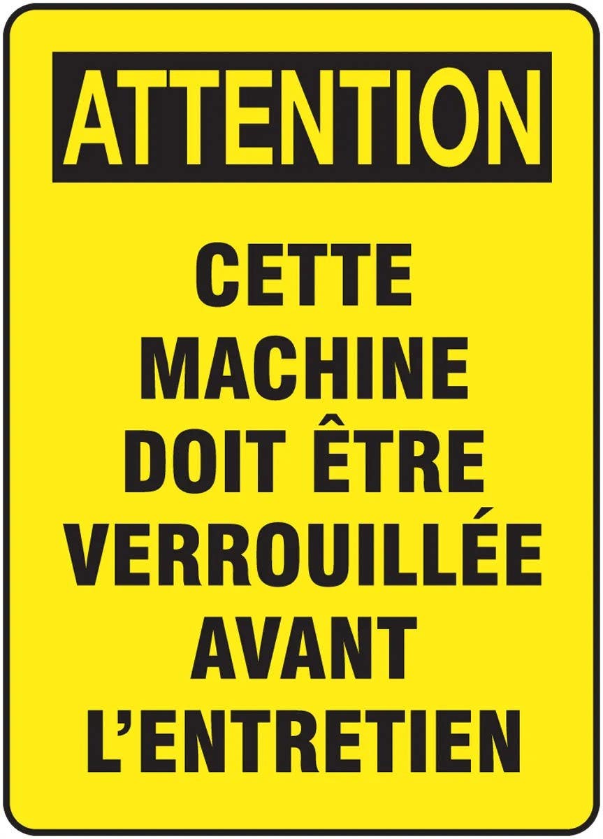 AccuformNMC FRMLKT Bilingual French Sign, Equipment