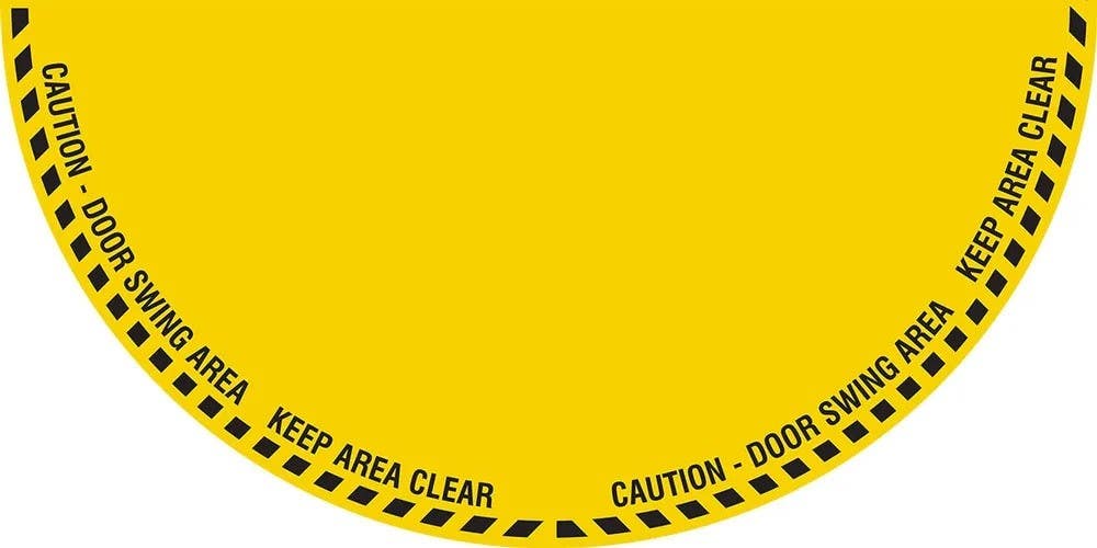 AccuformNMC DFS Swing Door Floor Sign, Half Circle, Yellow