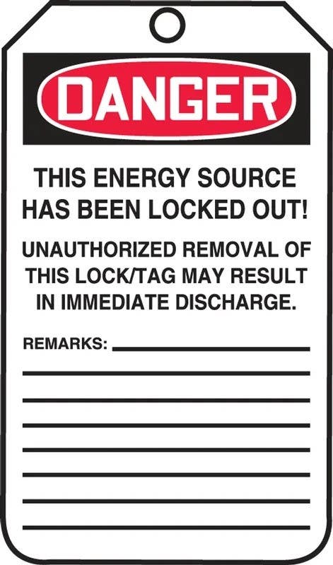 AccuformNMC MLT409 OSHA Danger Lockout Tag, Do Not Operate, Equipment Locked Out By