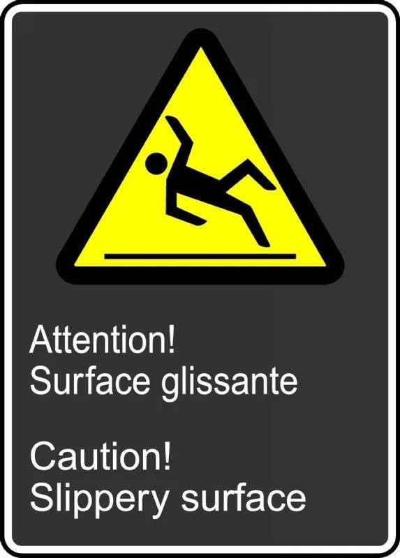 AccuformNMC FBMCSA620 Bilingual Safety Sign, Caution, Slippery Surface, 14" H x 10" W