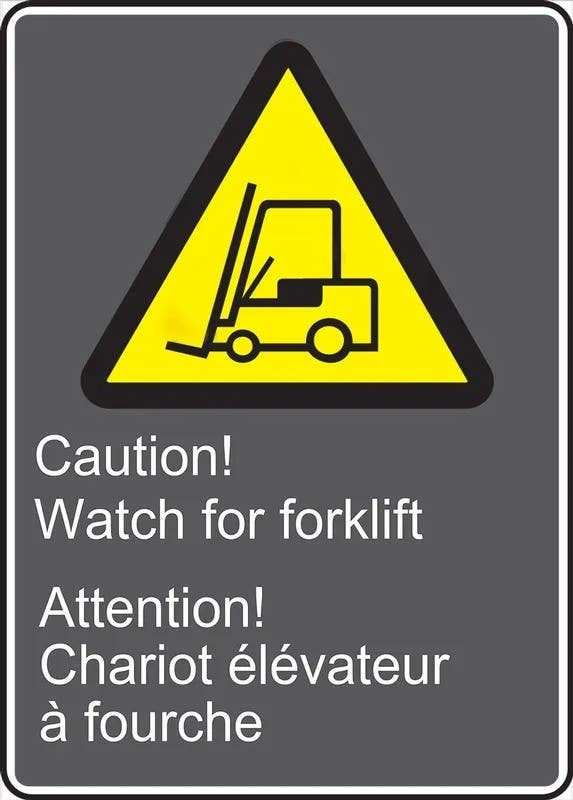 AccuformNMC FBMCSA957 Bilingual CSA Safety Sign, Caution, Watch For Forklift, 14" H x 10" W