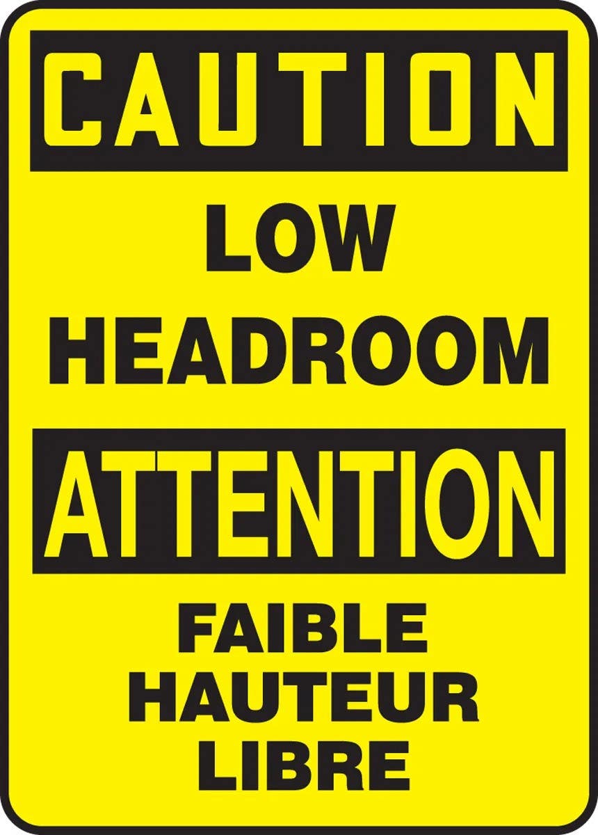 AccuformNMC FBMECR Bilingual Safety Sign, Caution, Low Headroom