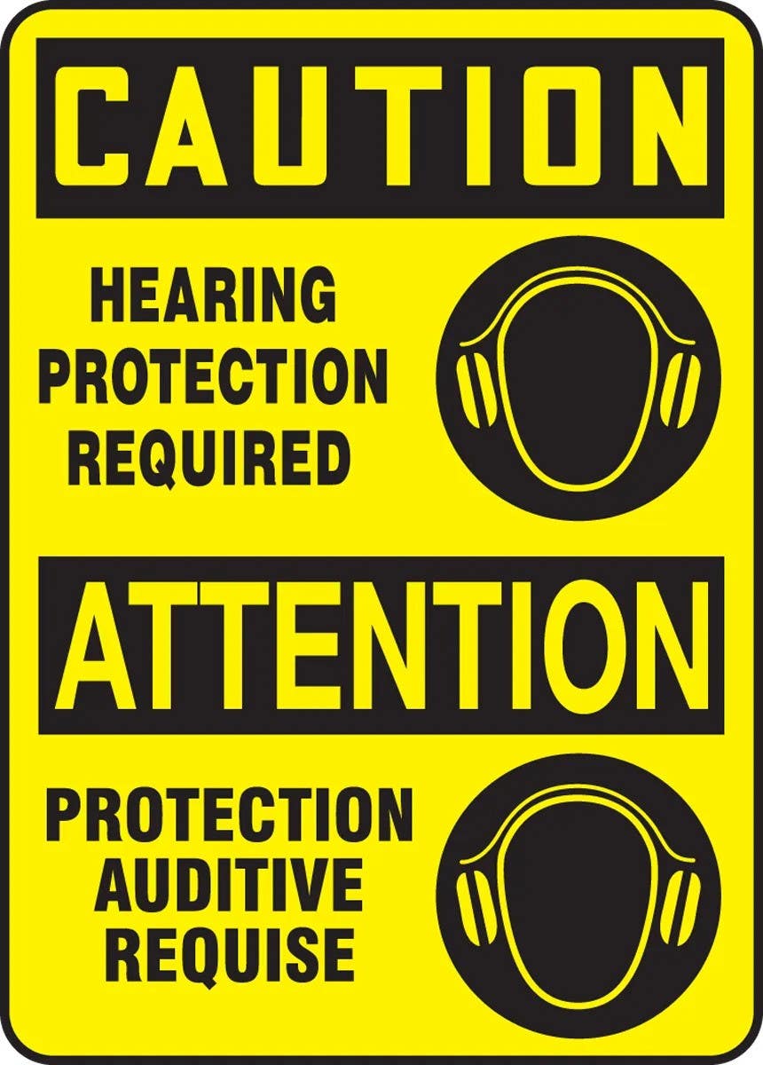 AccuformNMC FBMPPA Bilingual French Sign, Caution, Hearing Protection Required