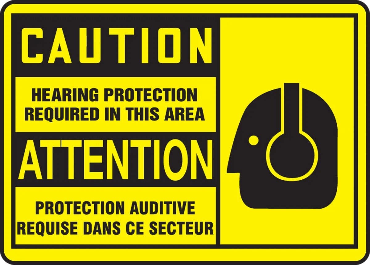AccuformNMC FBMPPE Bilingual French Sign, Caution, Hearing Protection Required In This Area