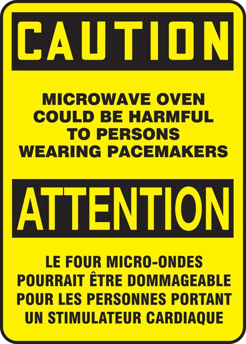 AccuformNMC FBMRAD610 Bilingual French Sign, Caution, Microwave Oven Could Be Harmful..., 14" H x 10" W