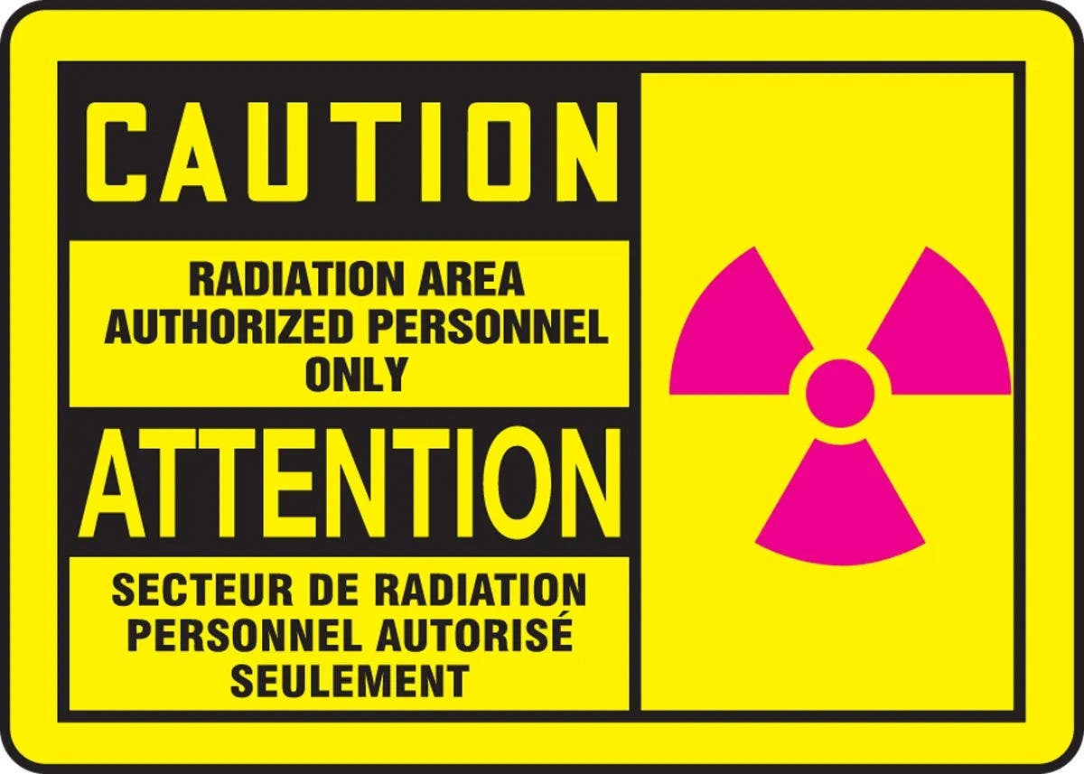 AccuformNMC FBMRAD Bilingual French Sign, Caution, Radiation Area Authorized Personnel Only