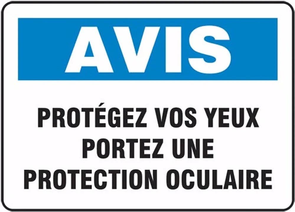 AccuformNMC FRMPPA Bilingual French Sign, Avis, Protegez Vos Yeux Portez Une Protection Oculaire
