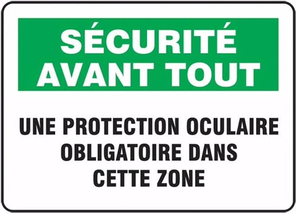 AccuformNMC FRMPP Bilingual French Sign, Eye Protection
