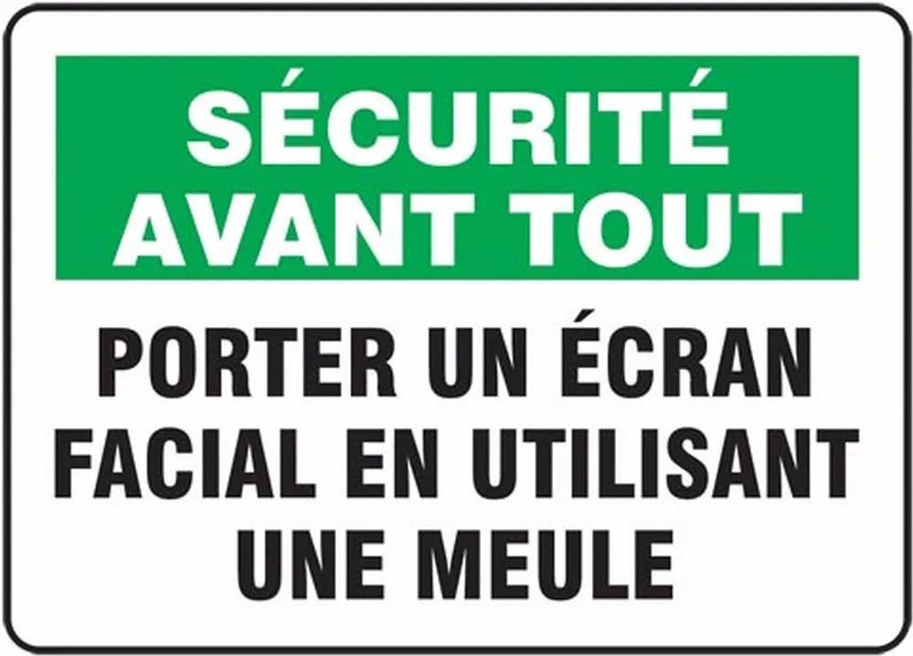 AccuformNMC FRMPPE Bilingual French Sign, Securite Avant Tout, Porter Un Ecran Facial En....