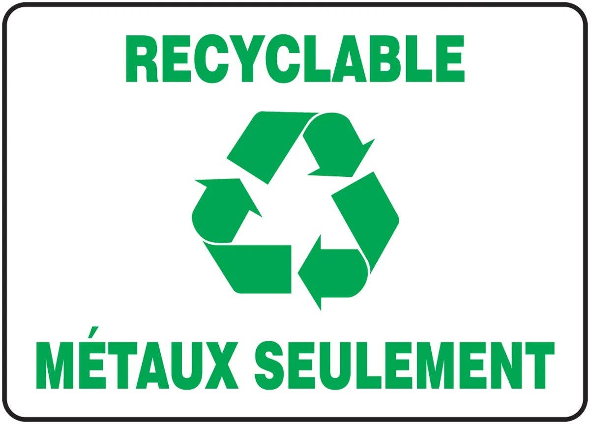 AccuformNMC FRMRCY Bilingual French Sign, Recyclable, Metaux Seukement