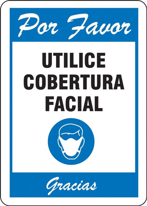 AccuformNMC MPPA Safety Sign, Please Wear Face Covering Thank You (Blue)