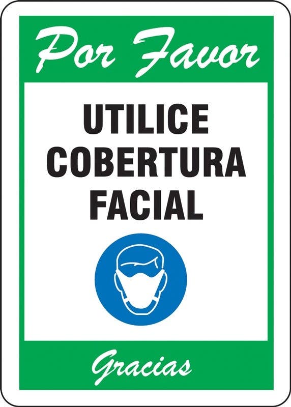 AccuformNMC MPPA Safety Sign, Please Wear Face Covering Thank You (Green)