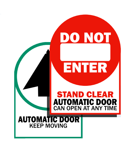 MS Sedco MSS-4 Door Safety Decal, "DO NOT ENTER" / "AUTOMATIC DOOR KEEP MOVING", Red, Black & White/Green, Black & White