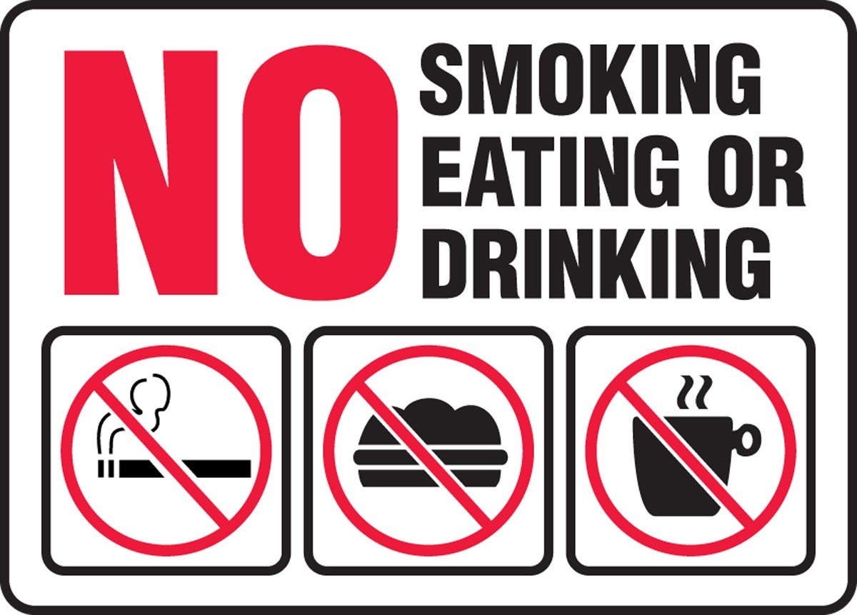 AccuformNMC MSMK Safety Sign, No Smoking Eating Or Drinking