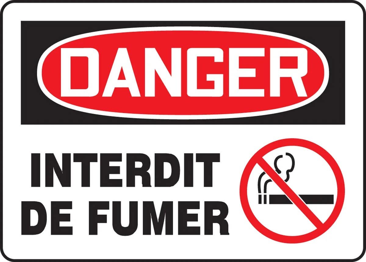 AccuformNMC FRMSMK026 Bilingual French Sign, No Smoking, 7" H x 10" W