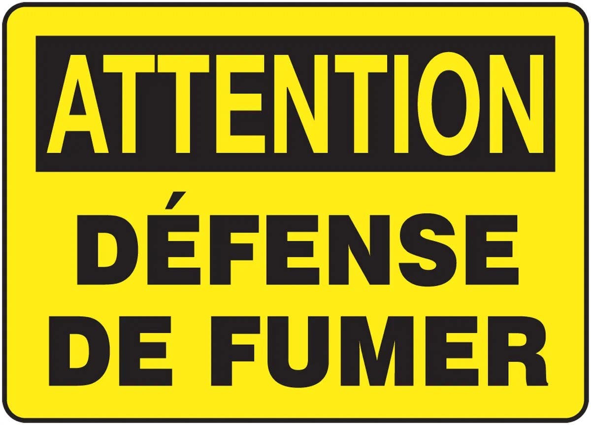 AccuformNMC FRMSMK Bilingual French Sign, Smoking Control