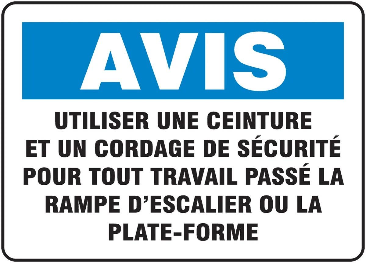 AccuformNMC FRMSTF Bilingual French Sign, Fall Protection