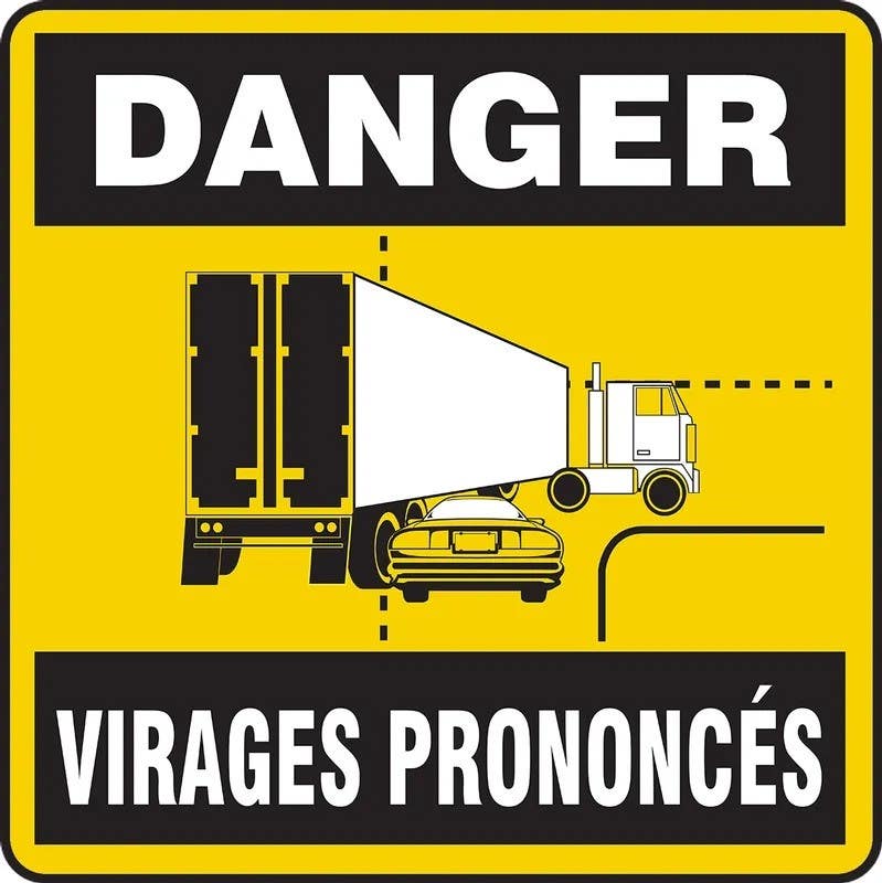 AccuformNMC FRMVTR001 Traffic Safety Sign, Danger, Wide Turns, 18" x 18"