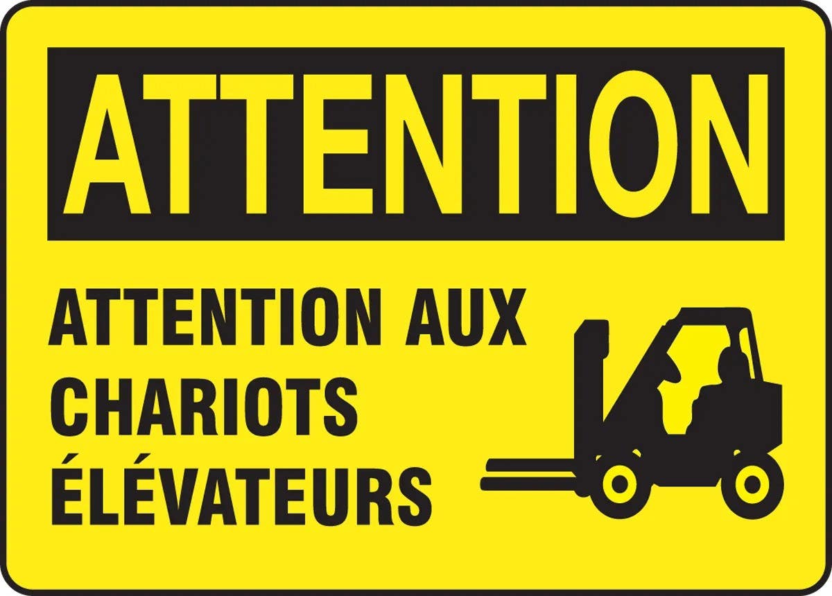 AccuformNMC FRMVTR607 Bilingual French Sign, Forklifts, 7" H x 10" W