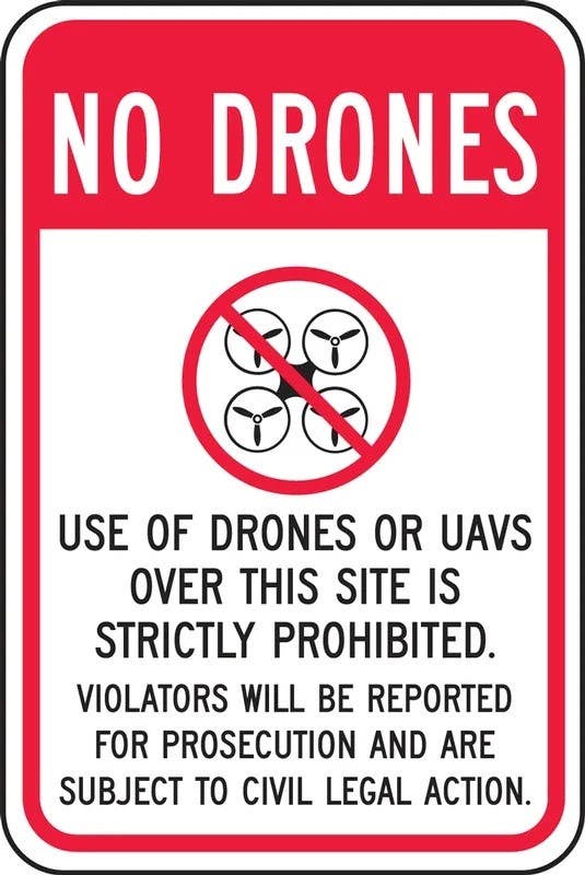 AccuformNMC FRP088RA Drone Safety Sign, No Drones, Use Of Drones Or UAVs…, Reflective Dura-Aluminum, 18" H x 12" W