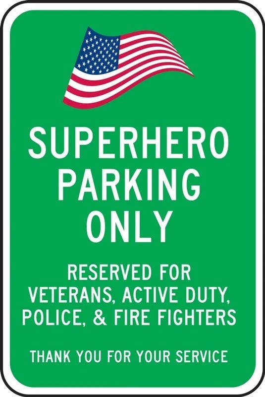 AccuformNMC FRP092RA Reserved Parking Sign, Superhero Parking Only, Reserved For Veterans…, 18" H x 12" W