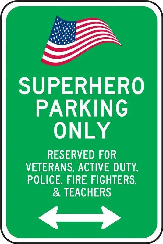 AccuformNMC FRP093RA Reserved Parking Sign, Superhero Parking Only, Reserved For Veterans…, 18" H x 12" W